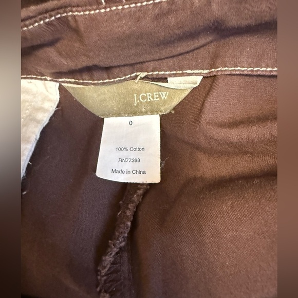 J Crew Brown Twill Shorts Brown Buckle Back Snap Front Size 0 - Picture 4 of 6